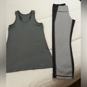 Light and dark gray Under Armour,  workout suit!